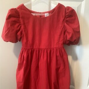 Gap Girl Red Puff Sleeve Dress size M